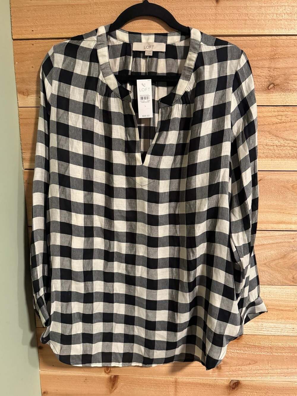 Buffalo Plaid Tunic Blouse Cottagecore Lightweight Top Large